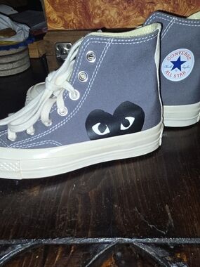 Converse Chuck Taylor All Star High Top Sneakers with Heart Graphic - Gray